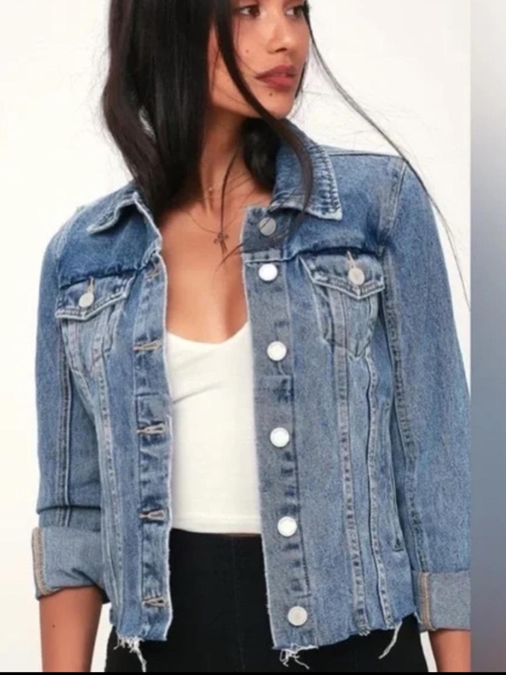 Blank NYC Light Blue Distressed Denim Jacket